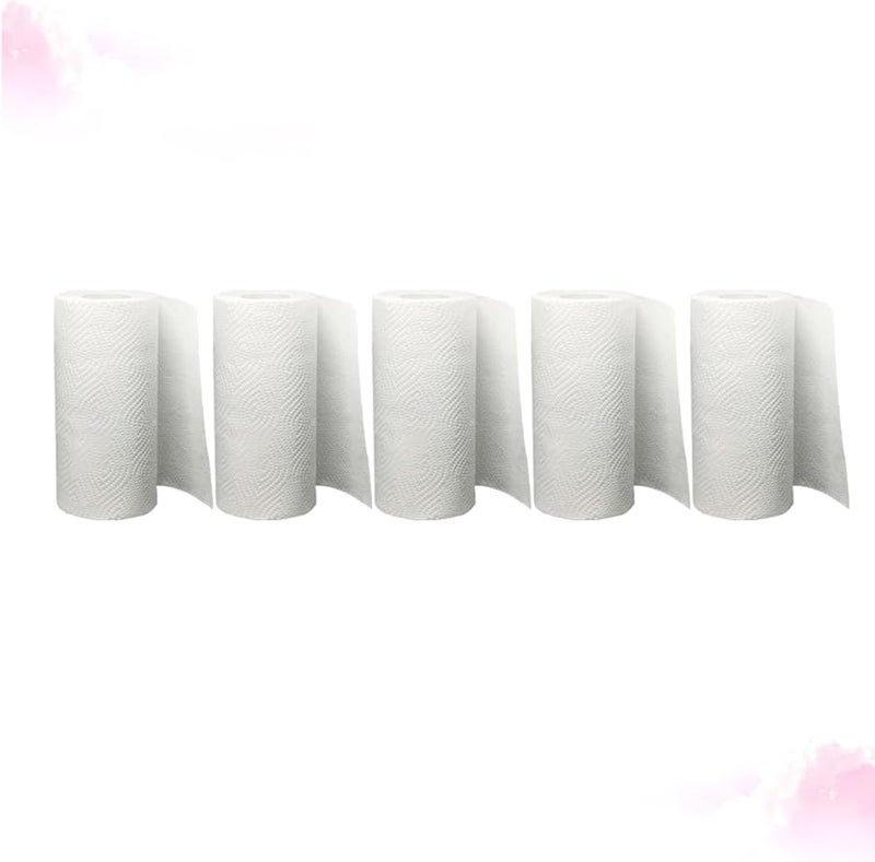 GARVALON White Kitchen Paper Towels 5 Rolls High Absorption For Home And Bathroom Cleaning - Image 3